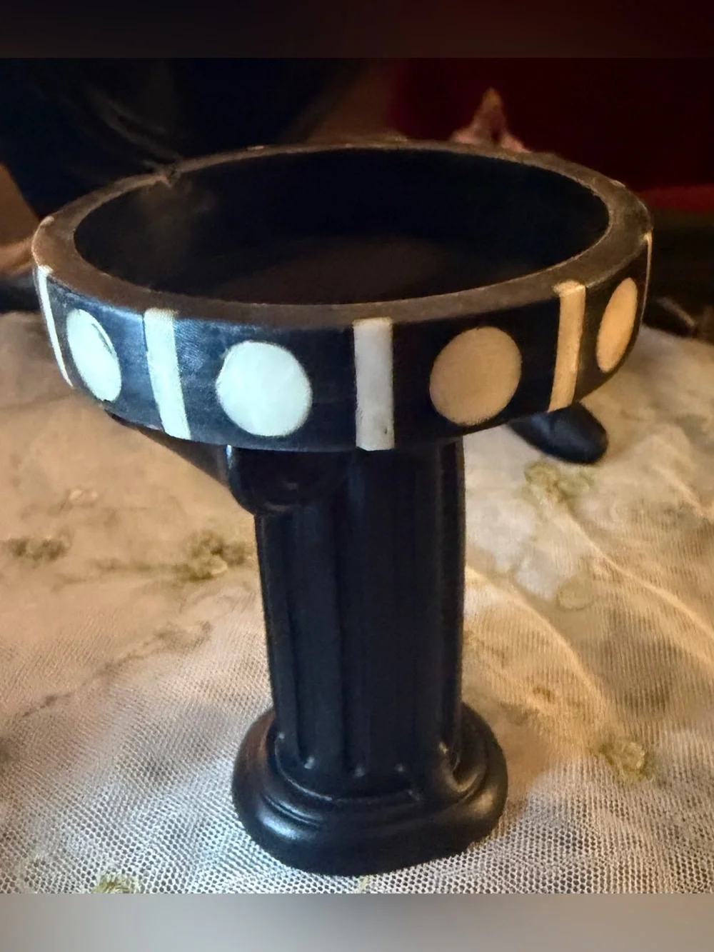 Vintage Bohemian Bone Inlay Black and Ivory Bangle set of 3